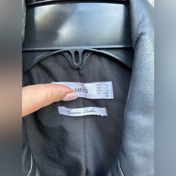 Mango Genuine Leather Biker Jacket in Black - Picture 10 of 14